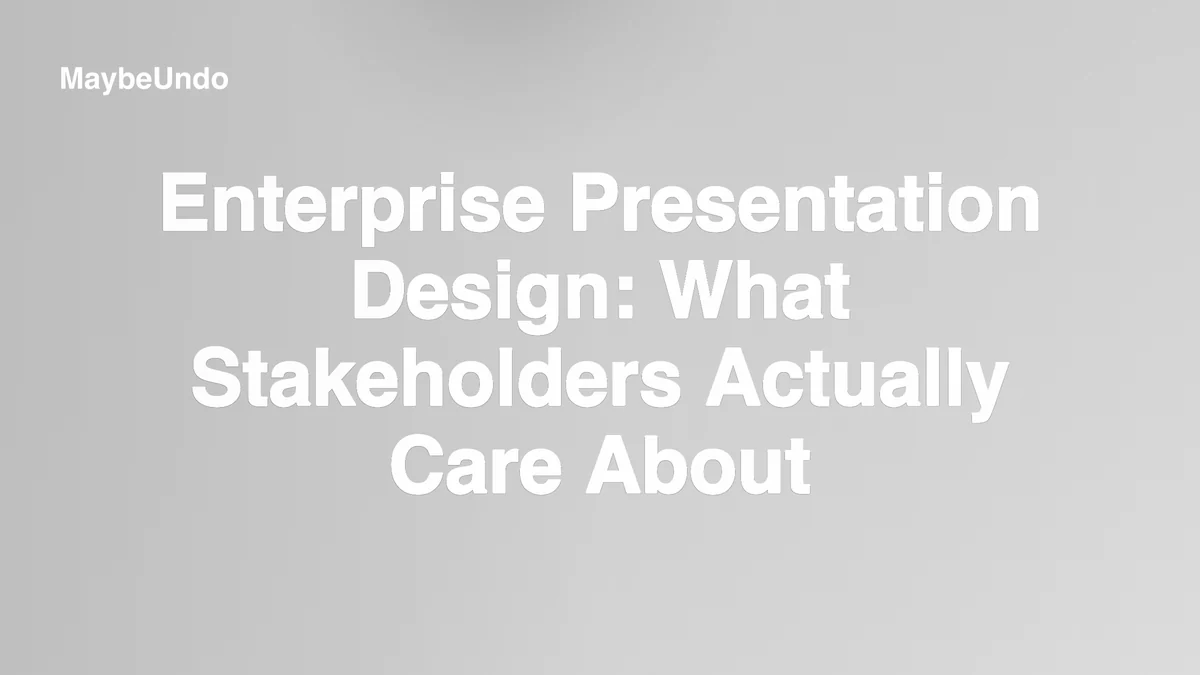 Enterprise presentation dashboard showing stakeholder-focused slides, priorities, and review notes