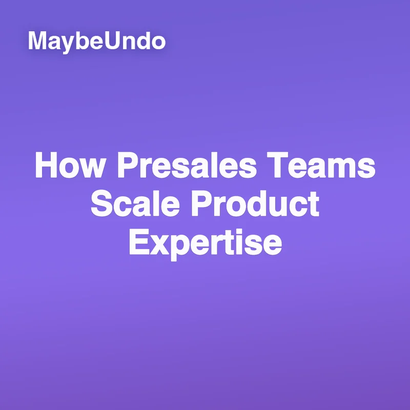 Presales knowledge workspace showing product workflows, demo assets, technical briefs, and buyer follow-up materials