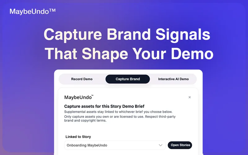 Product marketing demo asset guide card for creating reusable launch and sales materials