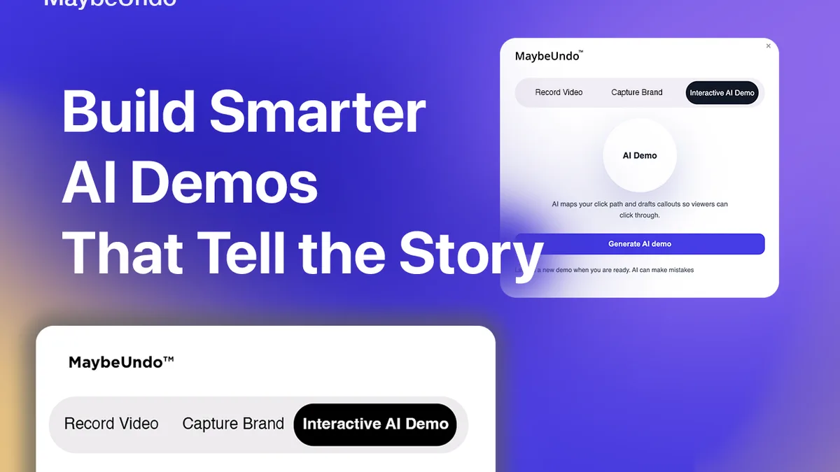 MaybeUndo Chrome Extension capturing product screens for an interactive AI demo workflow