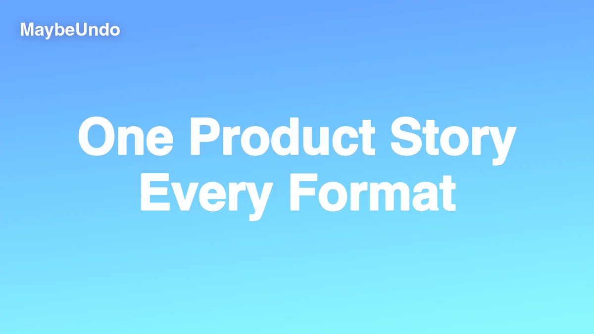 Product marketing workspace showing one product story reused across demos, videos, presentations, briefs, and enablement assets