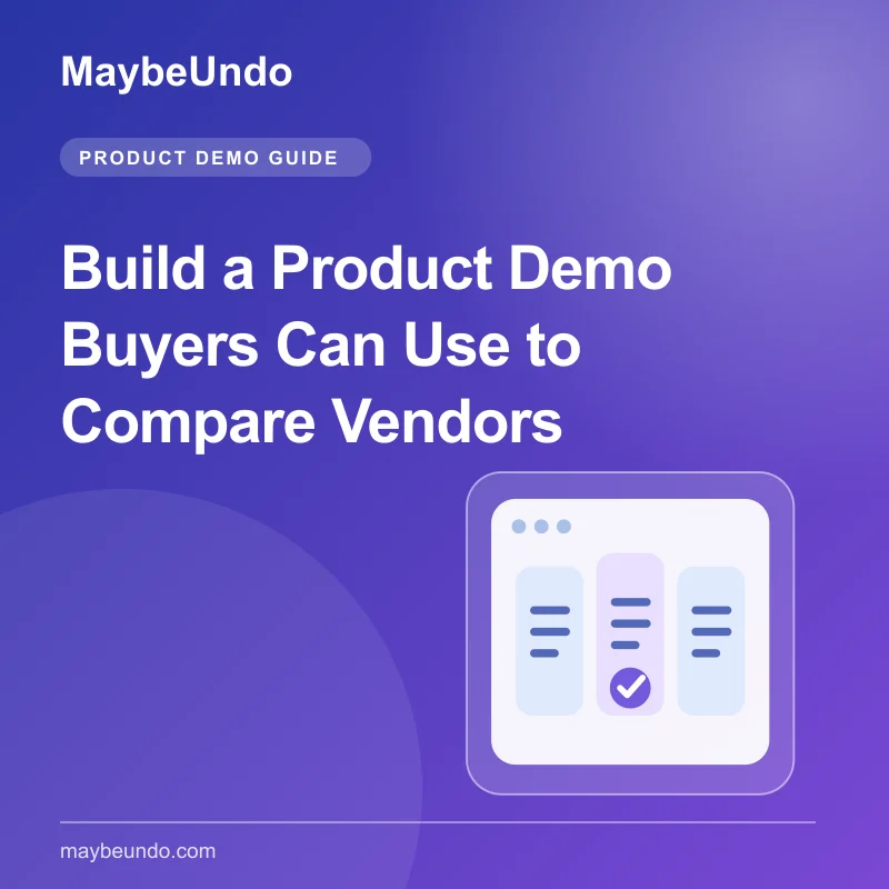 MaybeUndo guide graphic with three evaluation cards and a selected product workflow