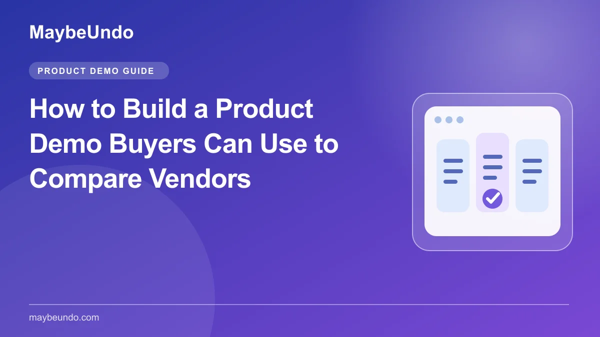 MaybeUndo guide graphic with three evaluation cards and a selected product workflow
