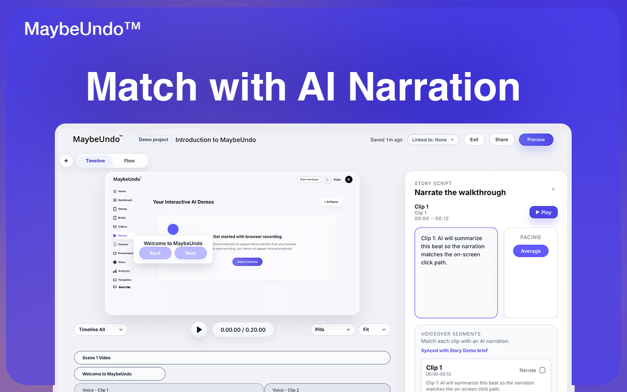 MaybeUndo AI Demo workflow from the Chrome Extension