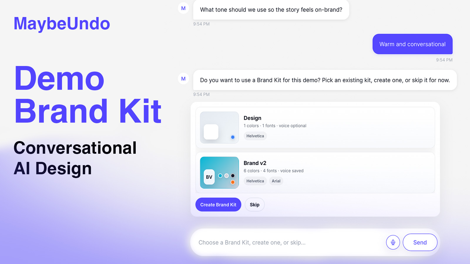Brand kit options for interactive AI demos